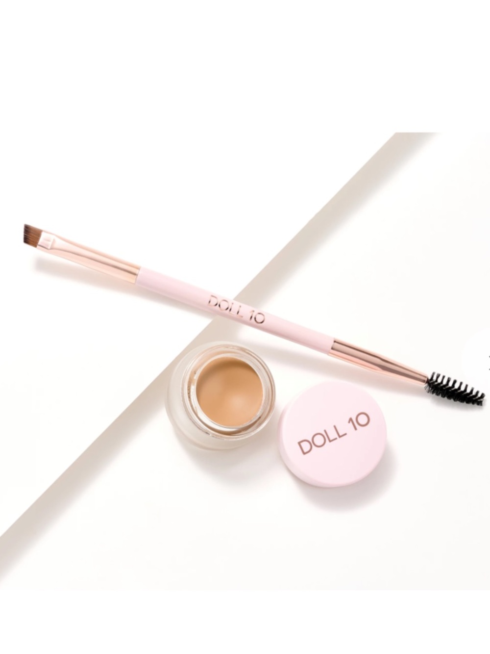 NIB Doll 10 Brow Remedy Brow Defining Pomade with Dual-Ended Pink Brush - Taup